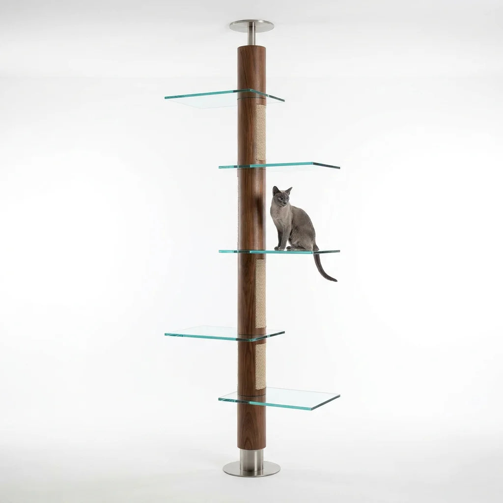 Aura Paws | Nordic Infinity GlassPlatform FloortoCeiling Cat Climber