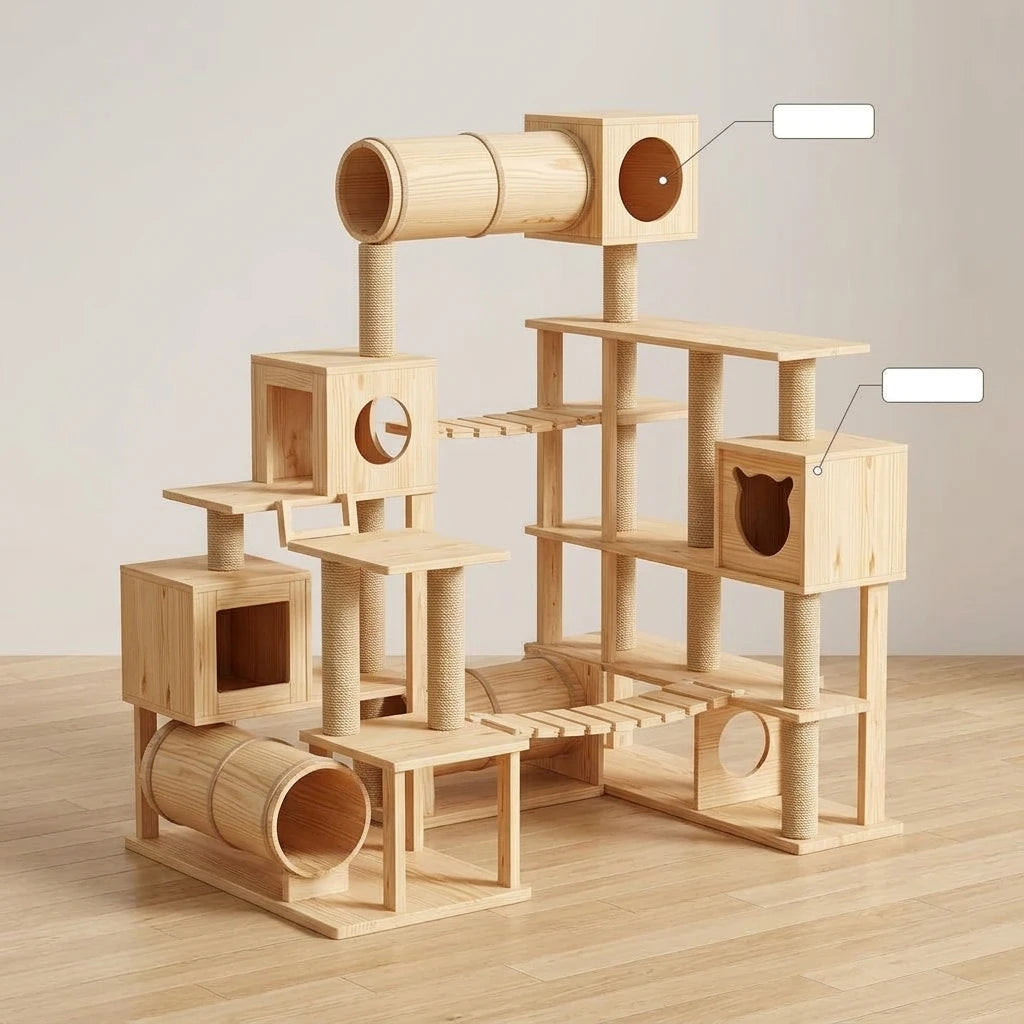 Aura Paws | Nordic Geometric Pine Cat Labyrinth